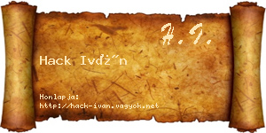 Hack Iván névjegykártya