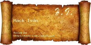 Hack Iván névjegykártya